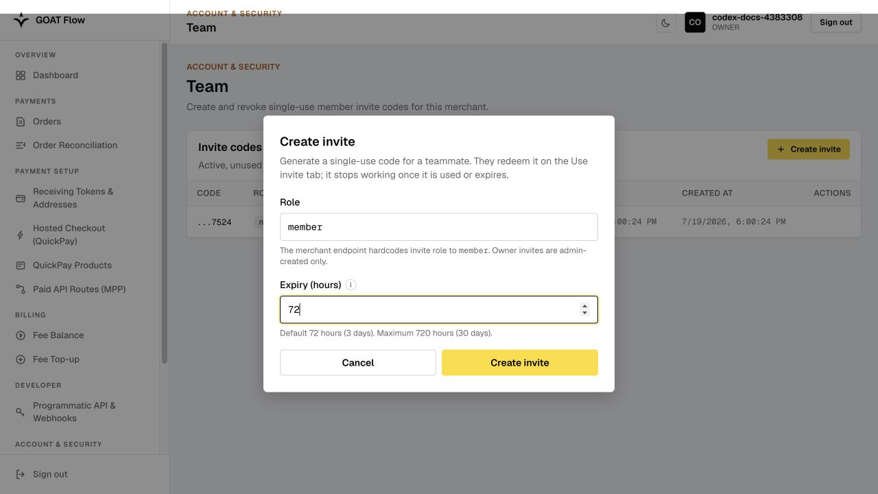 Create Invite Code