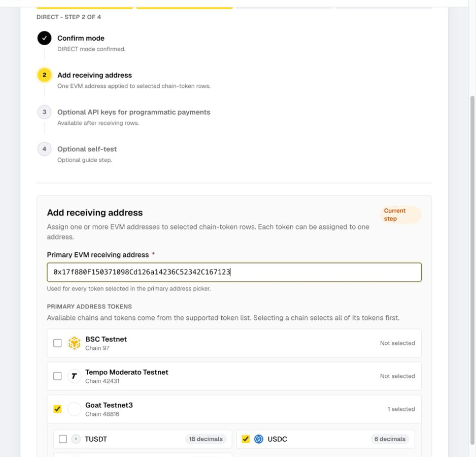 Onboarding Receiving Selection