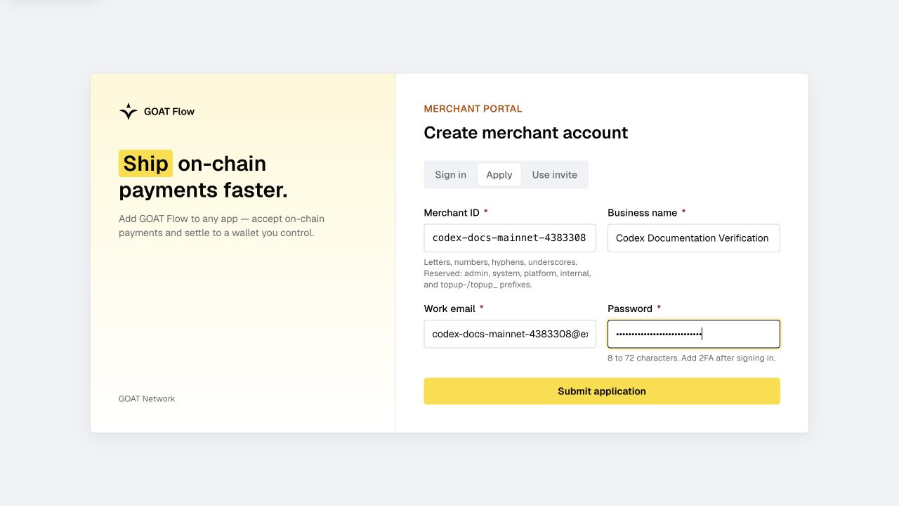 Completed Mainnet Registration Form