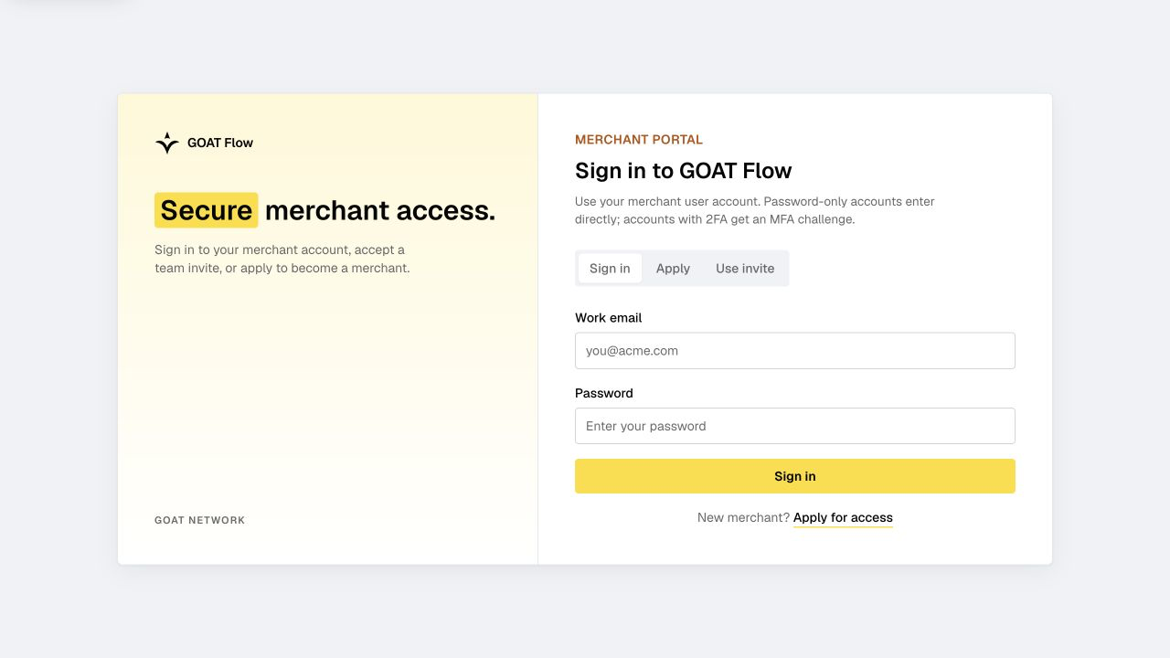 Mainnet Login Page