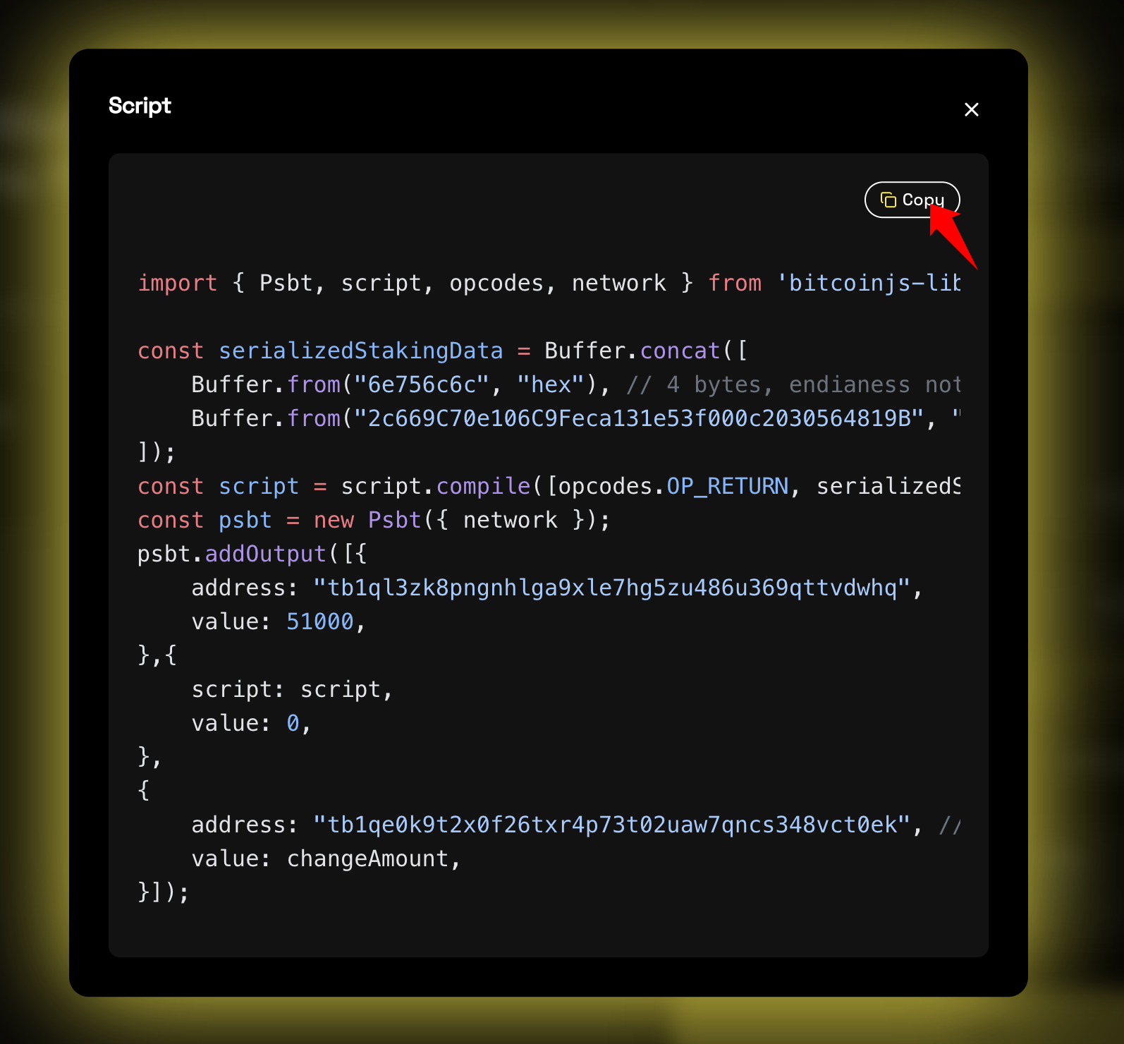 Copy the lock script