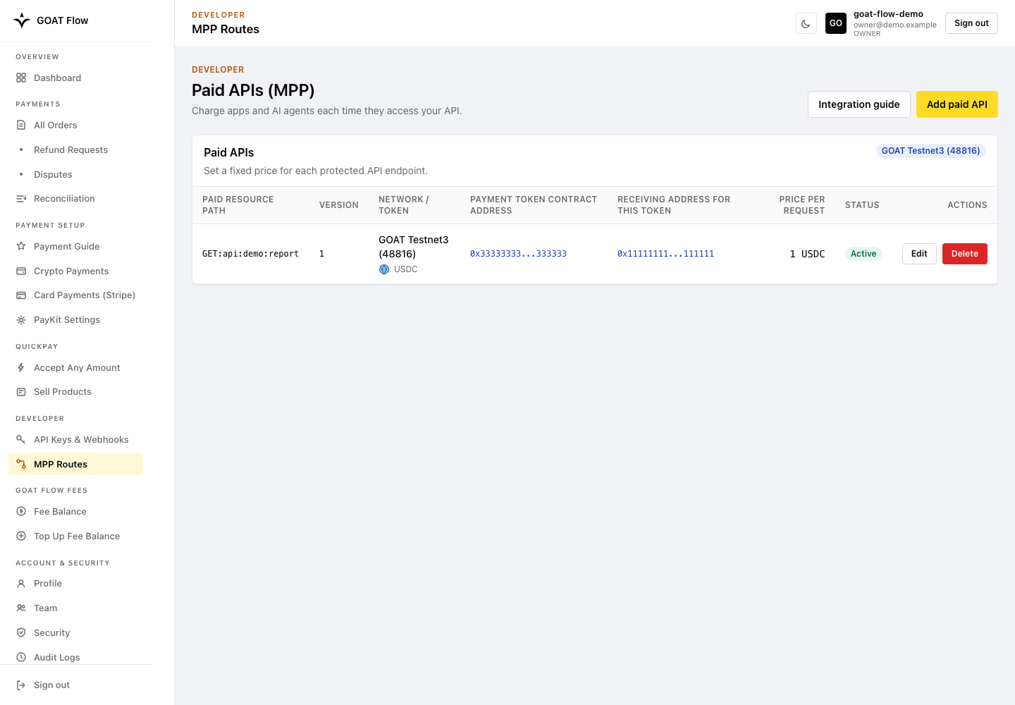 MPP Routes with a synthetic protected API and price